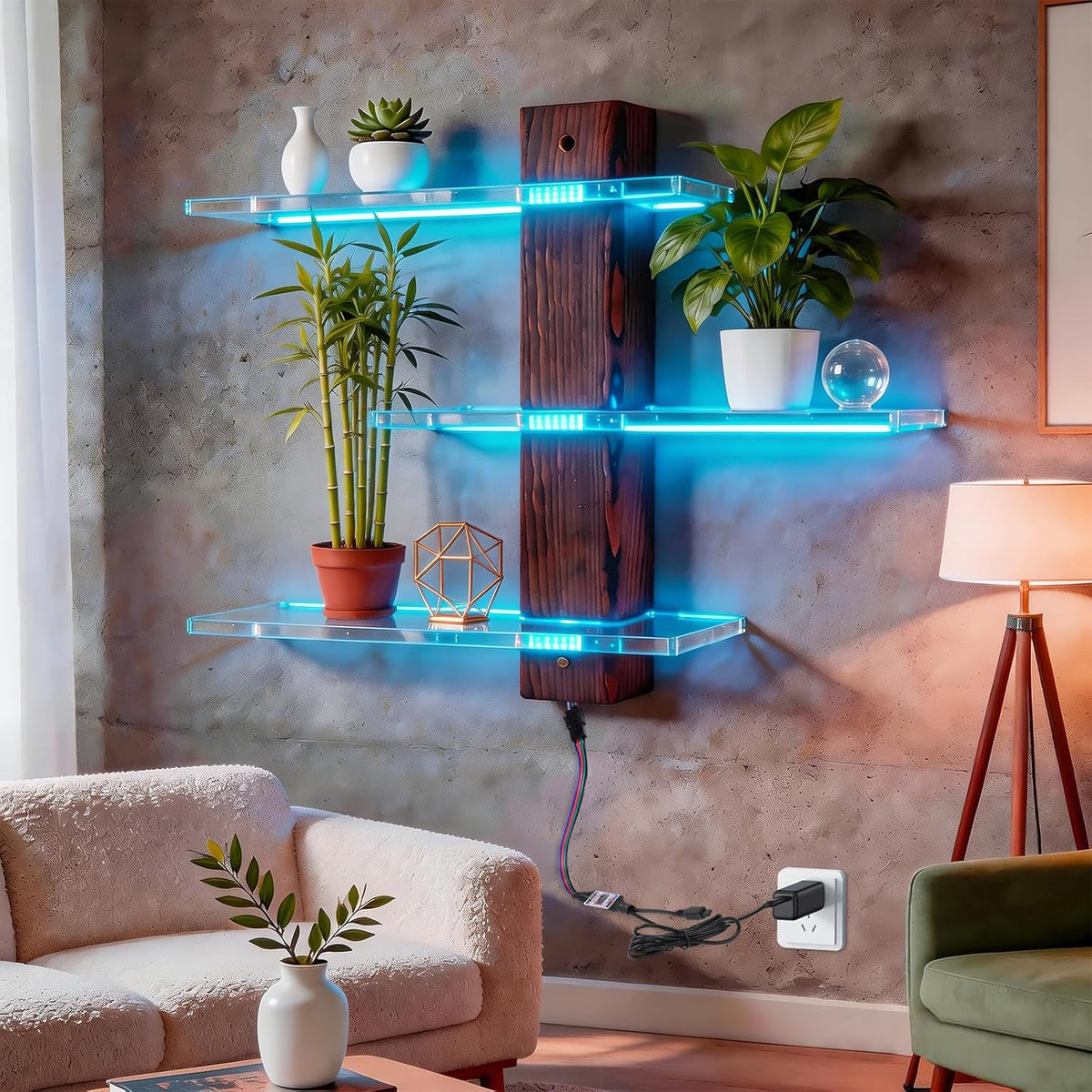 BEARUT 3-Tier Acrylic Wall-Mounted LED Display Shelf with RGB Lights - Flex Gamingproduct_type