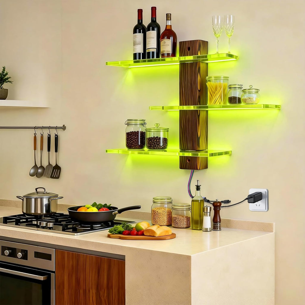 BEARUT 3-Tier Acrylic Wall-Mounted LED Display Shelf with RGB Lights - Flex Gamingproduct_type