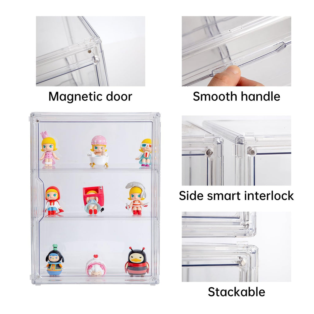 BOHOIDEE 3-Tier Clear Acrylic Display Case with Magnetic Door – Multiple Sizes - Flex Gamingproduct_type
