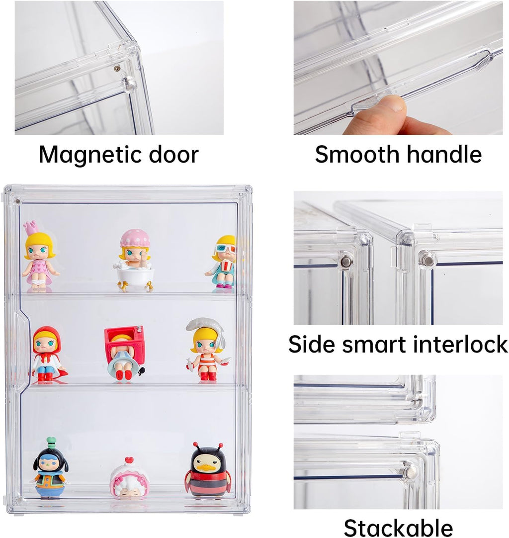 BOHOIDEE 3-Tier Clear Acrylic Display Case with Magnetic Door – Multiple Sizes - Flex Gamingproduct_type