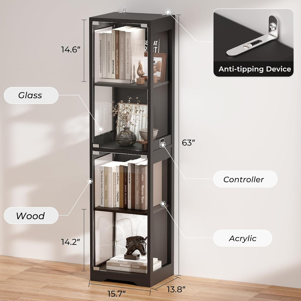BROTTAR Glass Display Cabinet with LED Lights for Collectibles – 2 Colors - Flex Gamingproduct_type