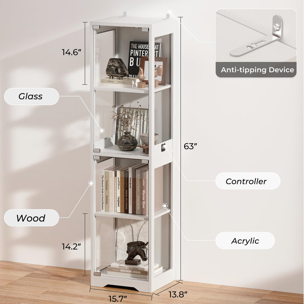 BROTTAR Glass Display Cabinet with LED Lights for Collectibles – 2 Colors - Flex Gamingproduct_type