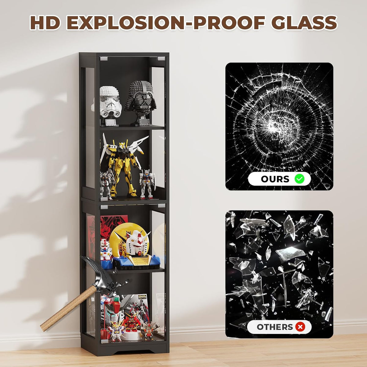 BROTTAR Glass Display Cabinet with LED Lights for Collectibles – 2 Colors - Flex Gamingproduct_type