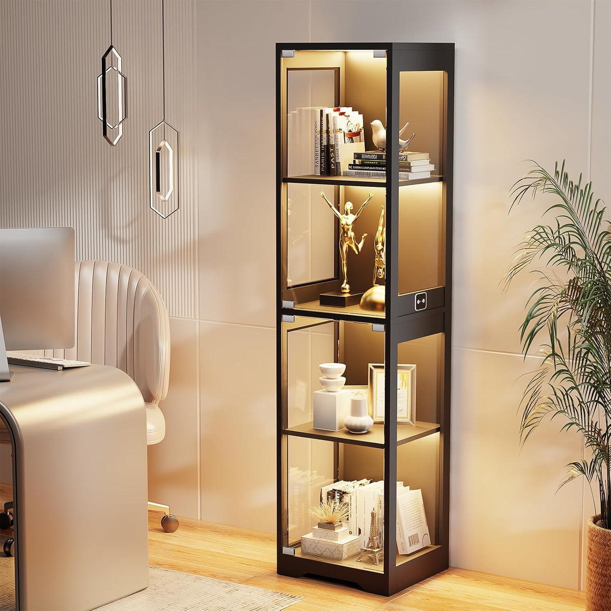 BROTTAR Glass Display Cabinet with LED Lights for Collectibles – 2 Colors - Flex Gamingproduct_type