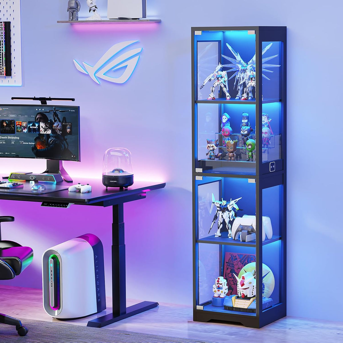 BROTTAR Glass Display Cabinet with LED Lights for Collectibles – 2 Colors - Flex Gamingproduct_type