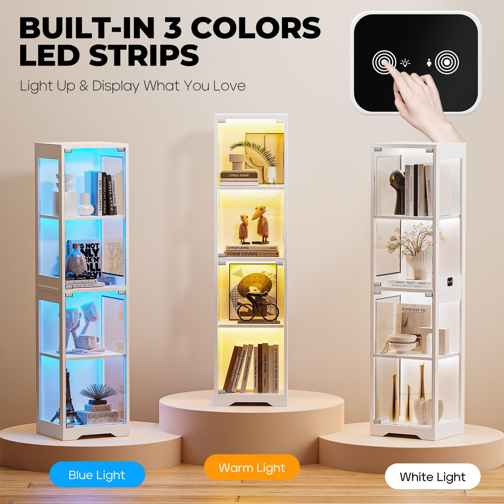 BROTTAR Glass Display Cabinet with LED Lights for Collectibles – 2 Colors - Flex Gamingproduct_type