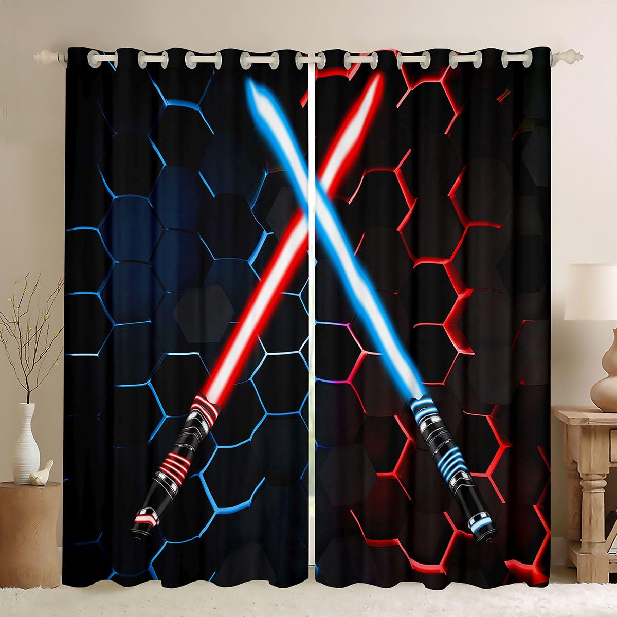 Castle Fairy Lightsaber Blackout Curtains, 2 Panels – 7 Designs & Multiple Sizes - Flex Gamingproduct_type