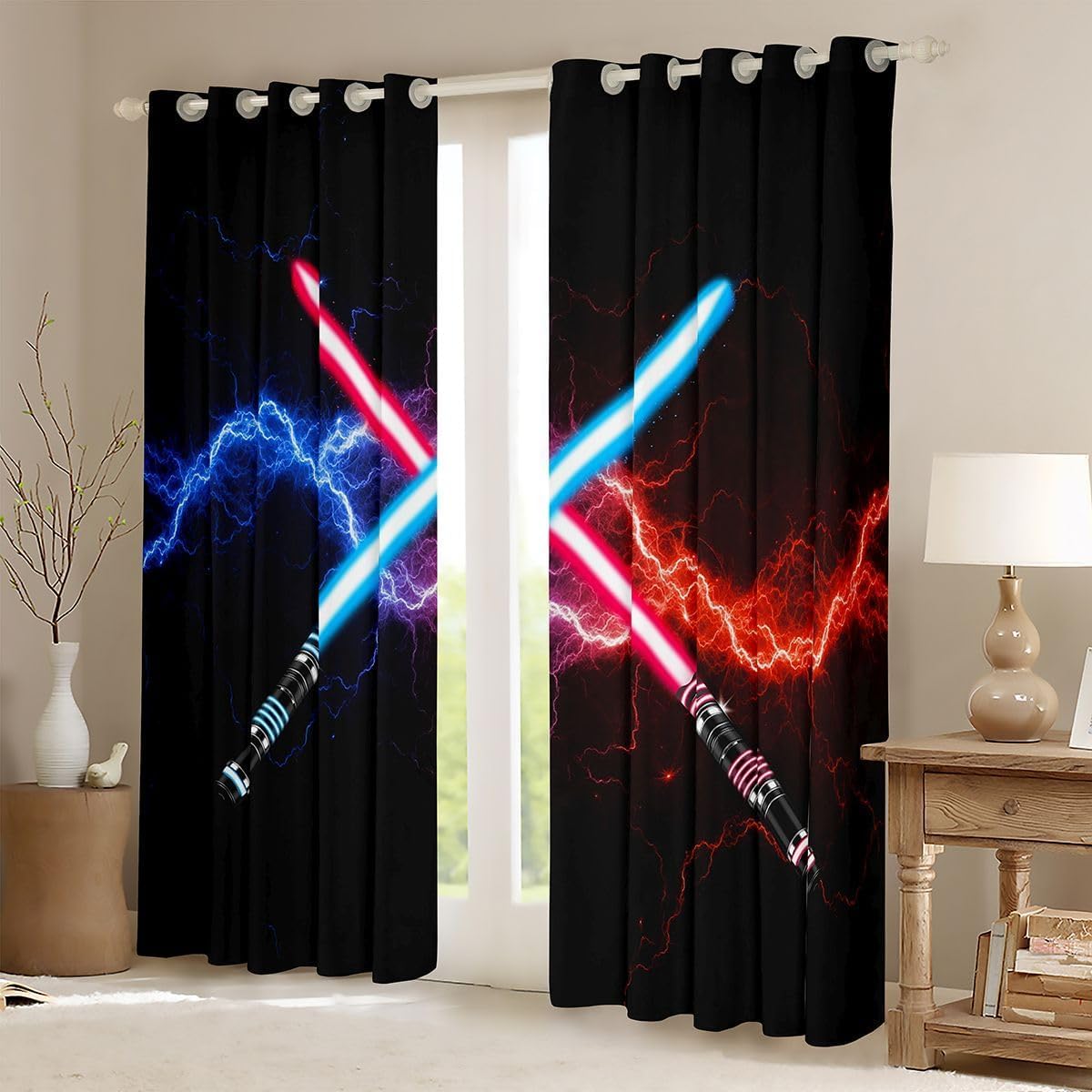 Castle Fairy Lightsaber Blackout Curtains, 2 Panels – 7 Designs & Multiple Sizes - Flex Gamingproduct_type
