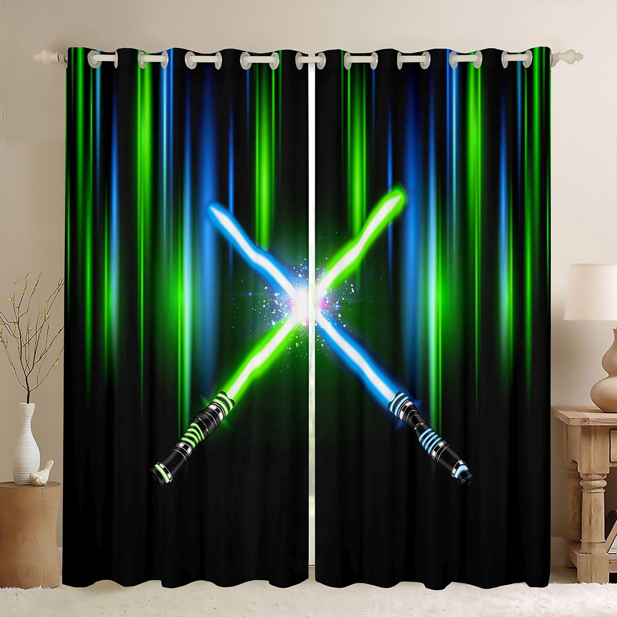 Castle Fairy Lightsaber Blackout Curtains, 2 Panels – 7 Designs & Multiple Sizes - Flex Gamingproduct_type