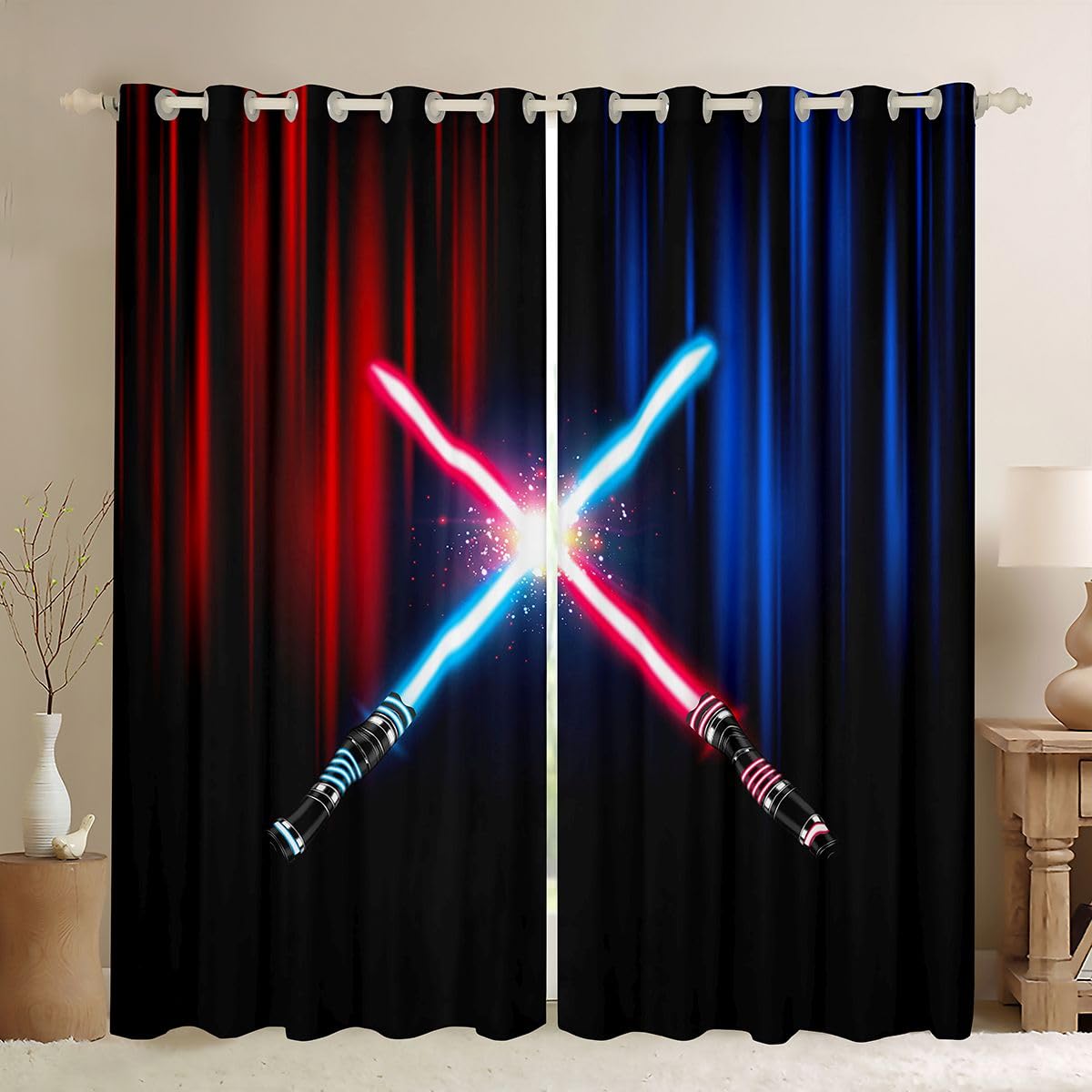 Castle Fairy Lightsaber Blackout Curtains, 2 Panels – 7 Designs & Multiple Sizes - Flex Gamingproduct_type