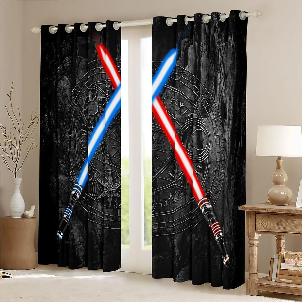 Castle Fairy Lightsaber Blackout Curtains, 2 Panels – 7 Designs & Multiple Sizes - Flex Gamingproduct_type