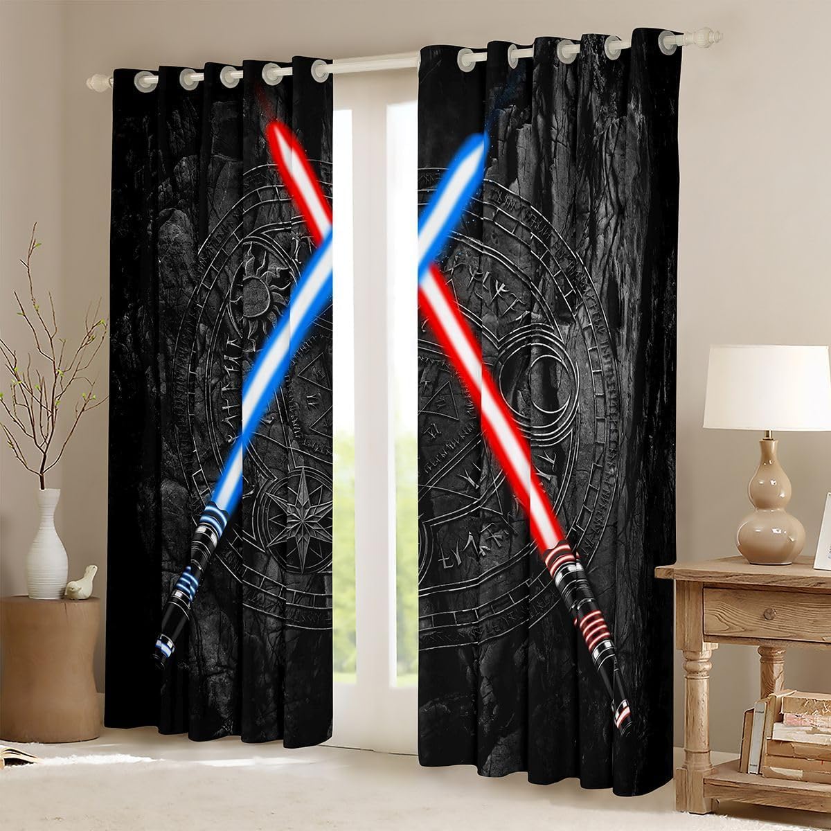 Castle Fairy Lightsaber Blackout Curtains, 2 Panels – 7 Designs & Multiple Sizes - Flex Gamingproduct_type