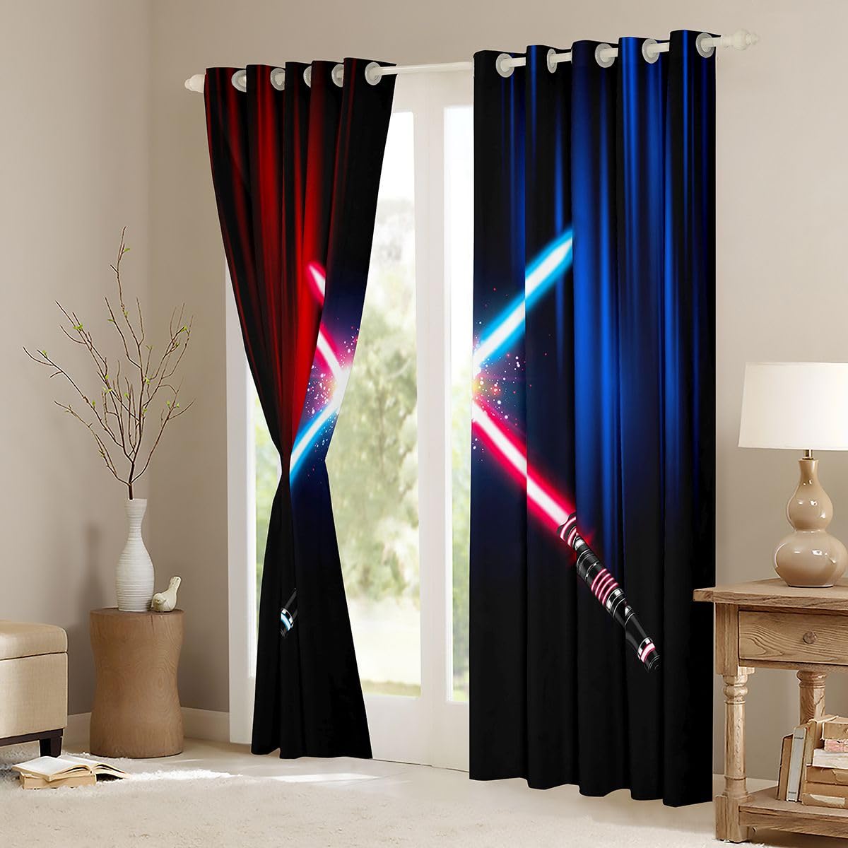 Castle Fairy Lightsaber Blackout Curtains, 2 Panels – 7 Designs & Multiple Sizes - Flex Gamingproduct_type