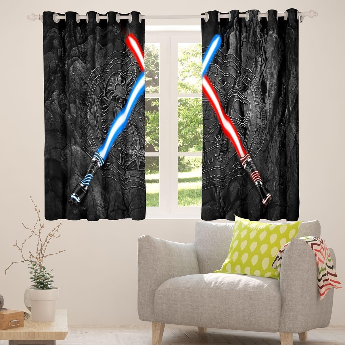 Castle Fairy Lightsaber Blackout Curtains, 2 Panels – 7 Designs & Multiple Sizes - Flex Gamingproduct_type