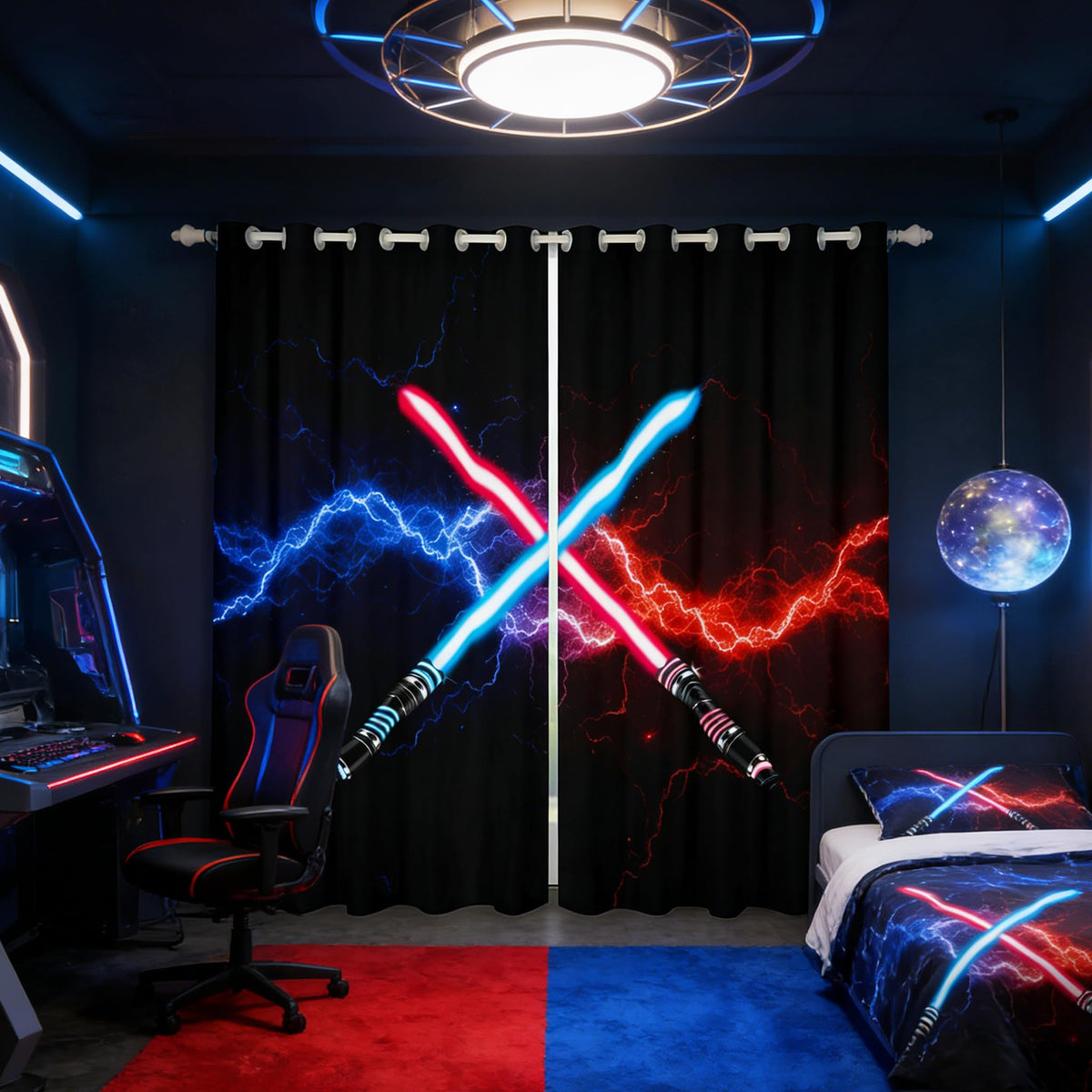 Castle Fairy Lightsaber Blackout Curtains, 2 Panels – 7 Designs & Multiple Sizes - Flex Gamingproduct_type