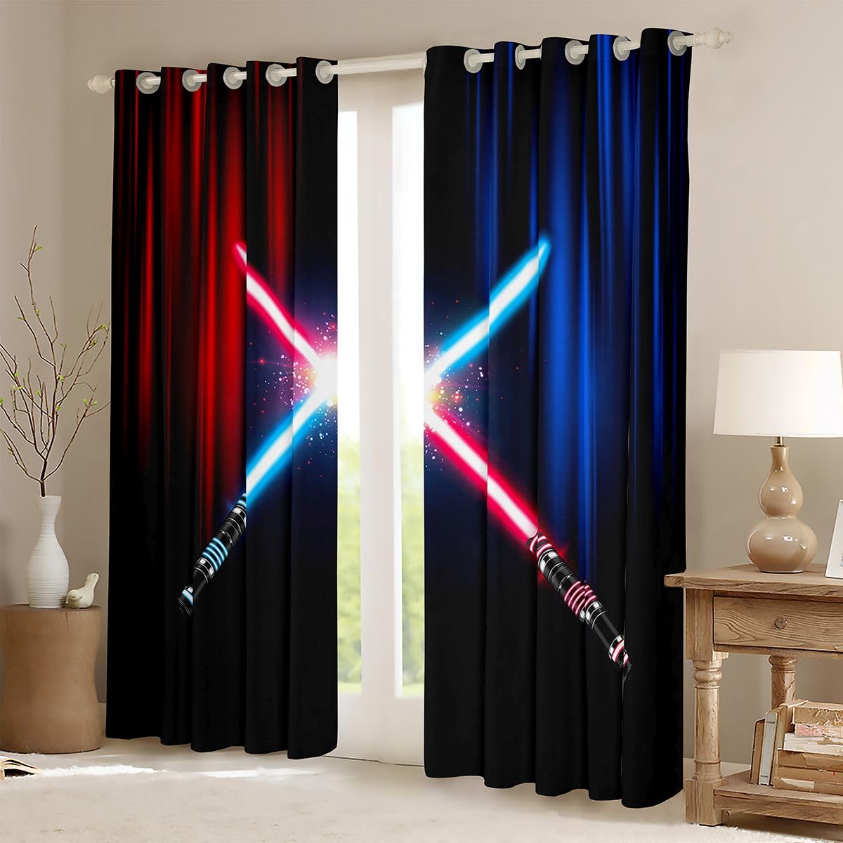 Castle Fairy Lightsaber Blackout Curtains, 2 Panels – 7 Designs & Multiple Sizes - Flex Gamingproduct_type