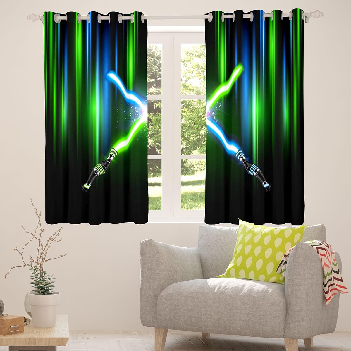 Castle Fairy Lightsaber Blackout Curtains, 2 Panels – 7 Designs & Multiple Sizes - Flex Gamingproduct_type