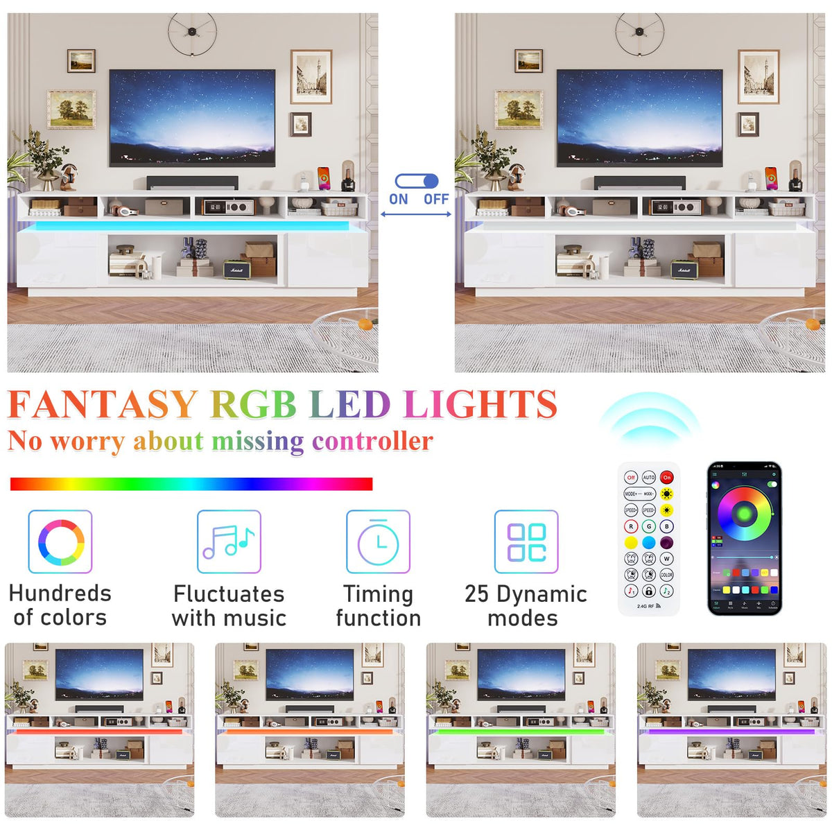 Chartustriable Fireplace TV Stand & Entertainment Center – 3 Sizes & 2 Colors - Flex Gamingproduct_type