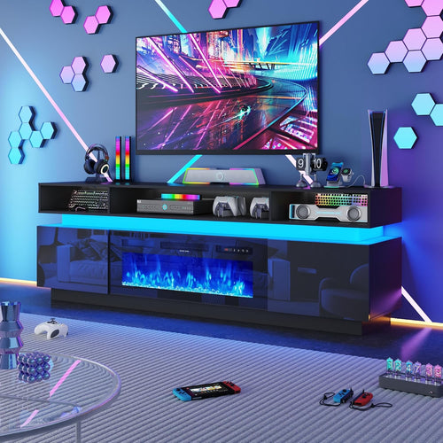 Chartustriable Fireplace TV Stand & Entertainment Center – 3 Sizes & 2 Colors - Flex Gamingproduct_type