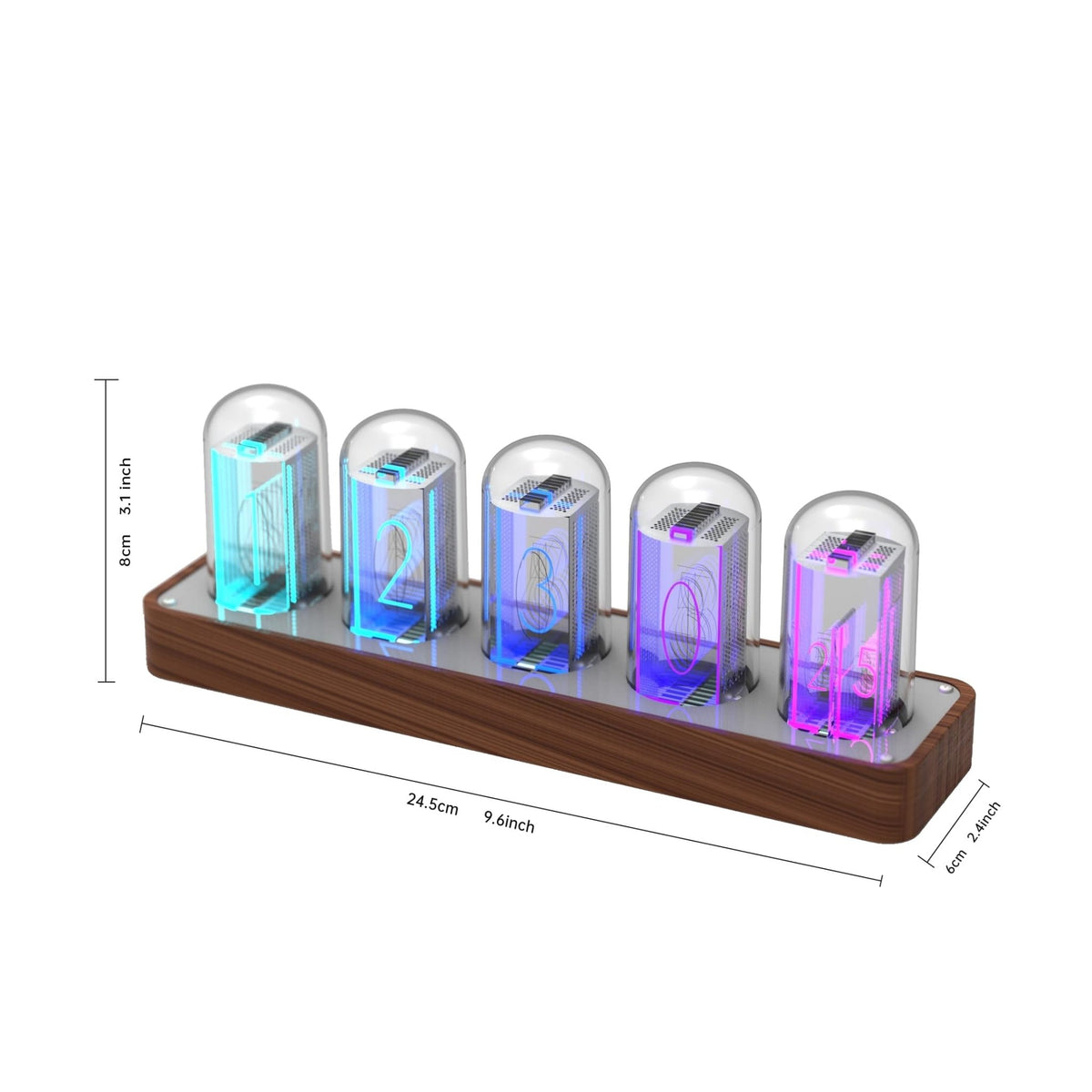 ClocTeck Nixie Tube Clock – Brown, Walnut & 6 Tubes - Flex Gamingproduct_type