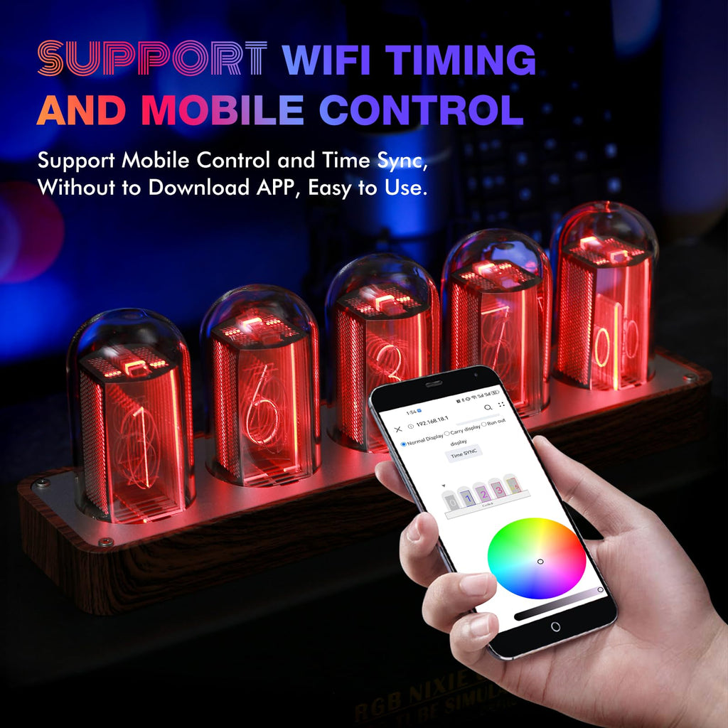 ClocTeck Nixie Tube Clock – Brown, Walnut & 6 Tubes - Flex Gamingproduct_type