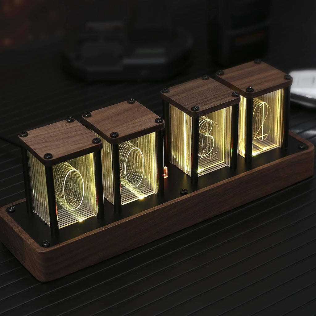 ClocTeck Nixie Tube Clock – Brown, Walnut & 6 Tubes - Flex Gamingproduct_type