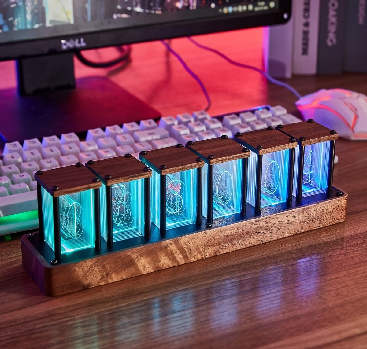 ClocTeck Nixie Tube Clock – Brown, Walnut & 6 Tubes - Flex Gamingproduct_type