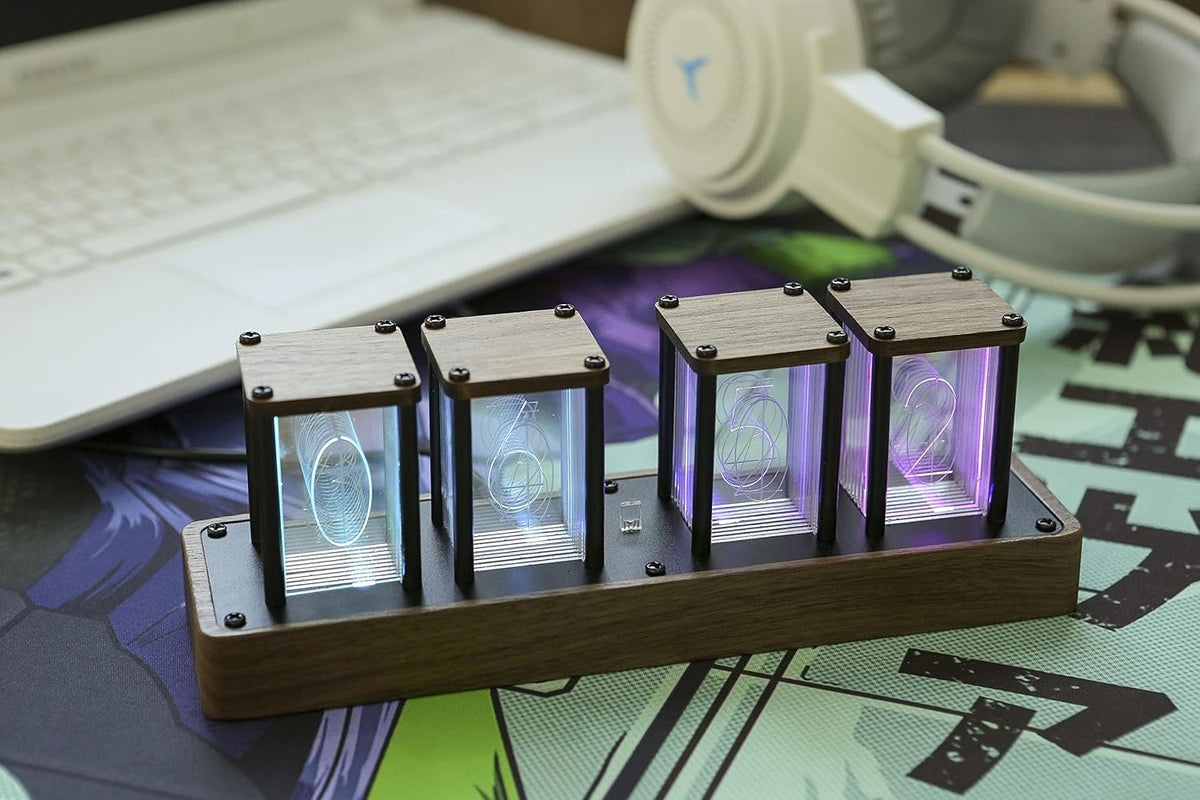 ClocTeck Nixie Tube Clock – Brown, Walnut & 6 Tubes - Flex Gamingproduct_type