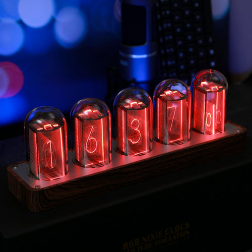 ClocTeck Nixie Tube Clock – Brown, Walnut & 6 Tubes - Flex Gamingproduct_type