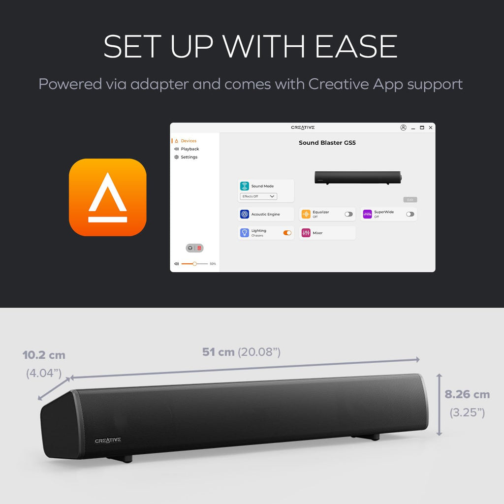 Creative Sound Blaster GS5 RGB Gaming Soundbar - Flex Gamingproduct_type