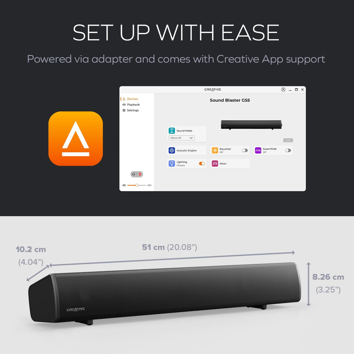 Creative Sound Blaster GS5 RGB Gaming Soundbar - Flex Gamingproduct_type