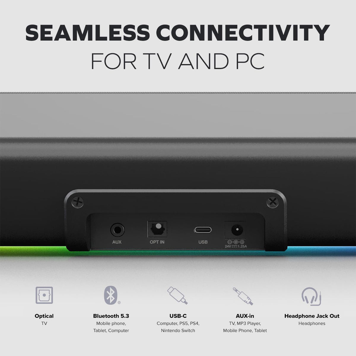 Creative Sound Blaster GS5 RGB Gaming Soundbar - Flex Gamingproduct_type