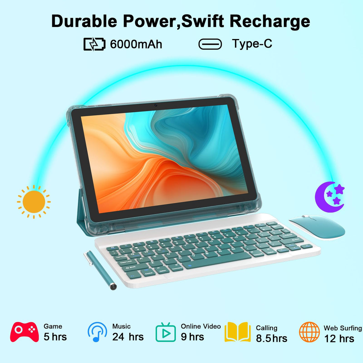 CUPEISI 10-Inch Android Tablet with Keyboard – 4 Colors - Flex Gamingproduct_type#