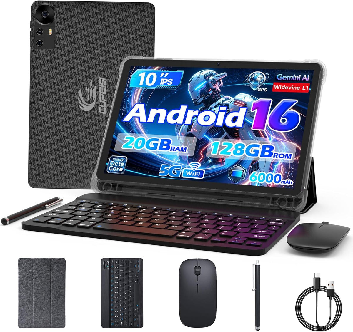 CUPEISI 10-Inch Android Tablet with Keyboard – 4 Colors - Flex Gamingproduct_type#