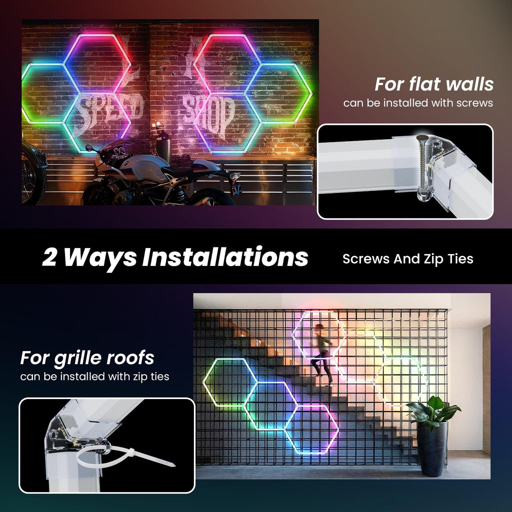 CyanCliff RGB Hexagon LED Panel Lights – 3 Sizes & 4 Colors - Flex Gamingproduct_type