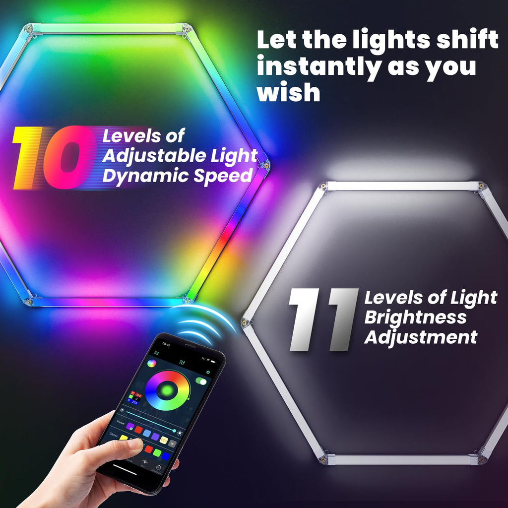 CyanCliff RGB Hexagon LED Panel Lights – 3 Sizes & 4 Colors - Flex Gamingproduct_type