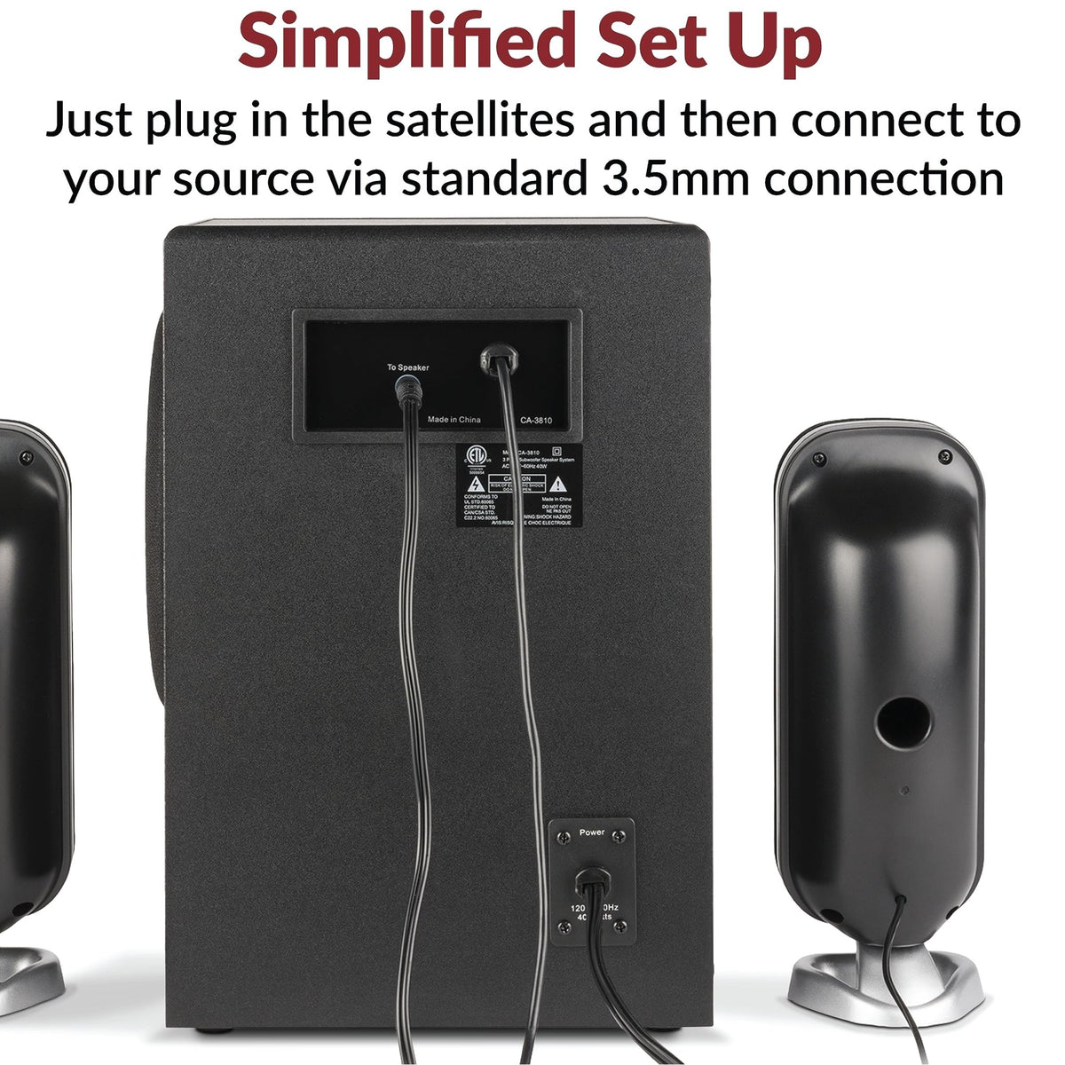 Cyber Acoustics CA-3610 2.1 Multimedia Speaker System with Subwoofer – 2 Sizes - Flex Gamingproduct_type