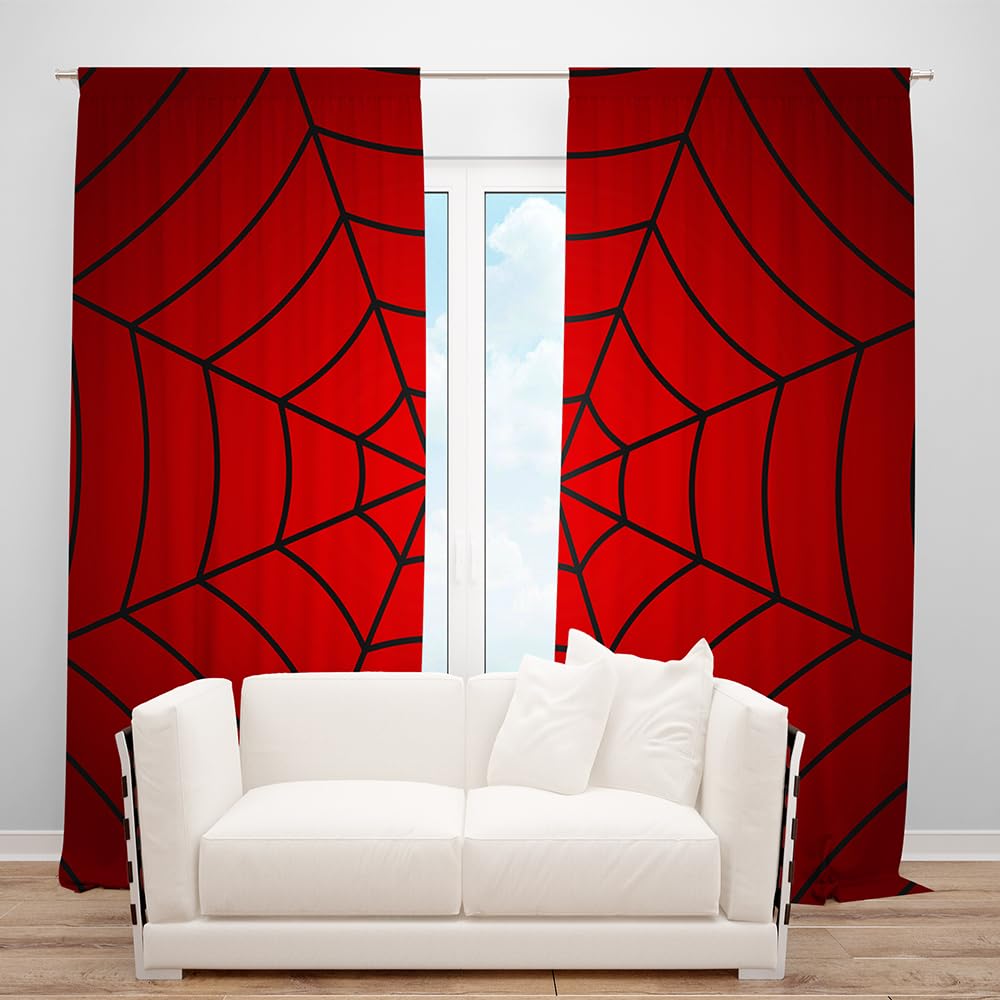 DOTOOMA Superhero Spider Web Window Curtains, 2 Panels – 3 Sizes - Flex Gamingproduct_type