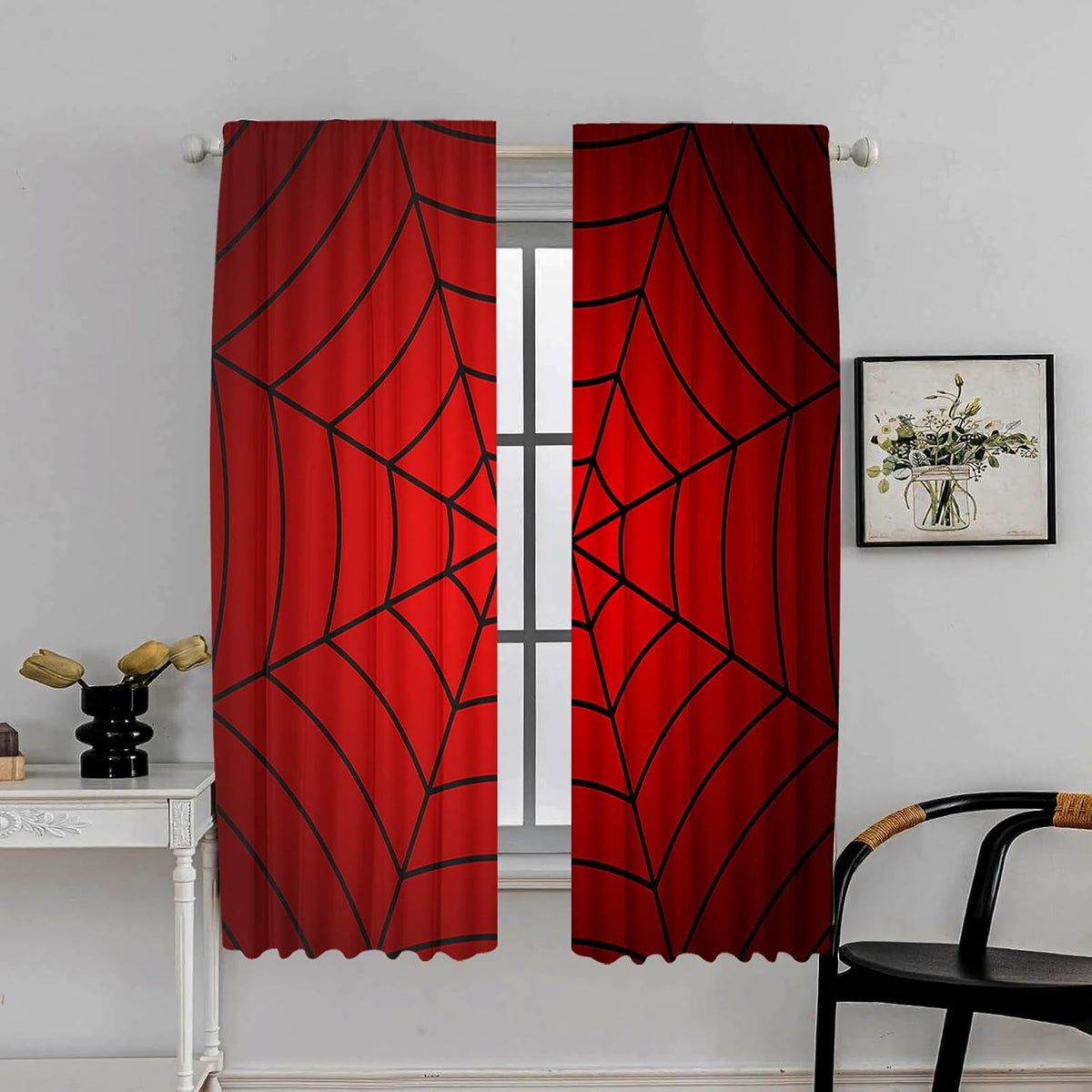 DOTOOMA Superhero Spider Web Window Curtains, 2 Panels – 3 Sizes - Flex Gamingproduct_type