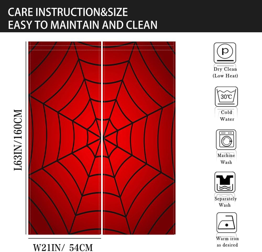DOTOOMA Superhero Spider Web Window Curtains, 2 Panels – 3 Sizes - Flex Gamingproduct_type