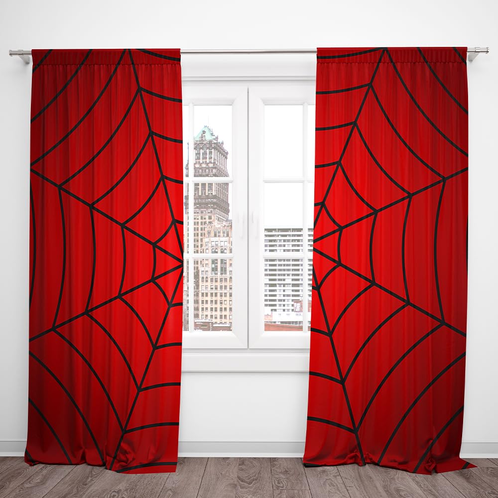 DOTOOMA Superhero Spider Web Window Curtains, 2 Panels – 3 Sizes - Flex Gamingproduct_type