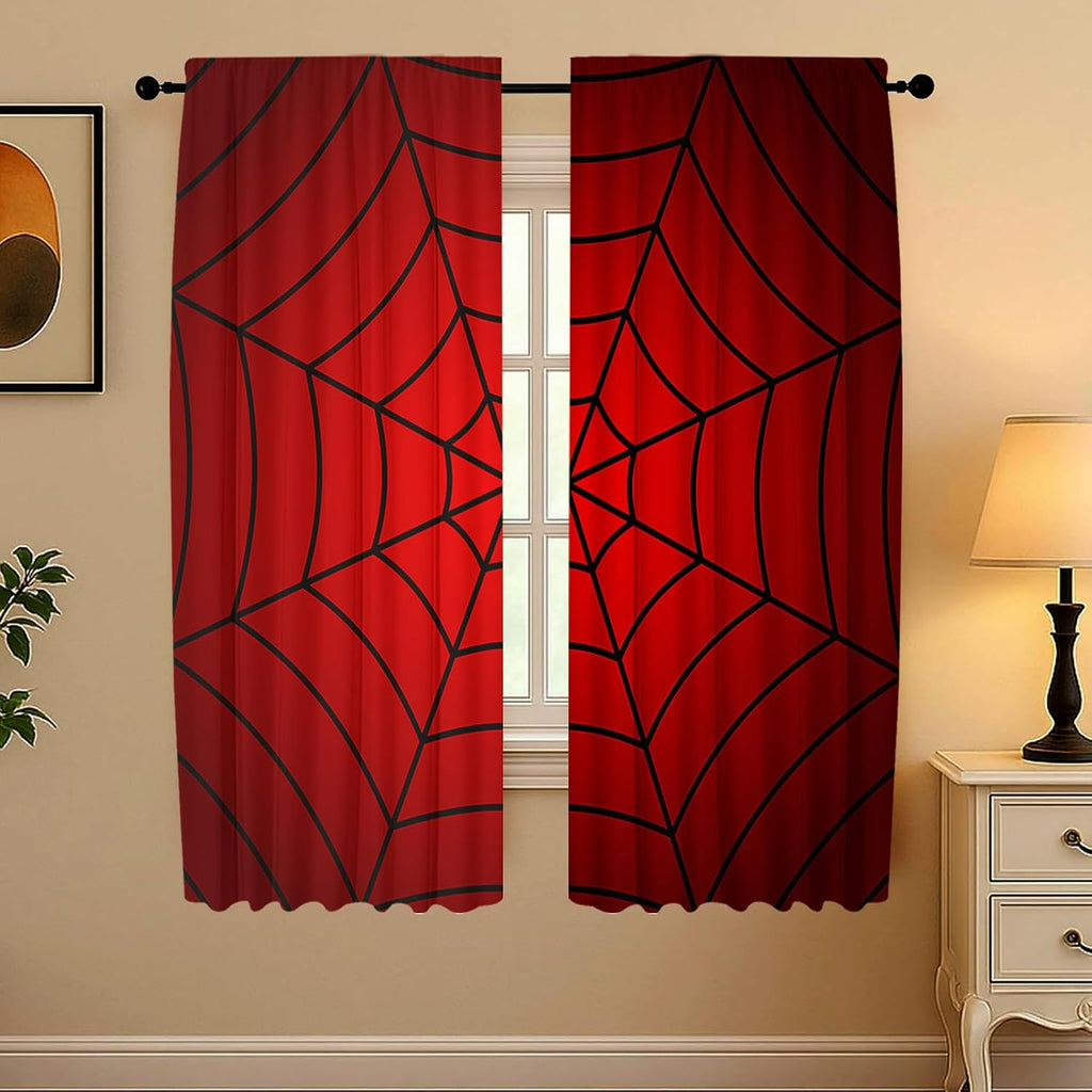 DOTOOMA Superhero Spider Web Window Curtains, 2 Panels – 3 Sizes - Flex Gamingproduct_type