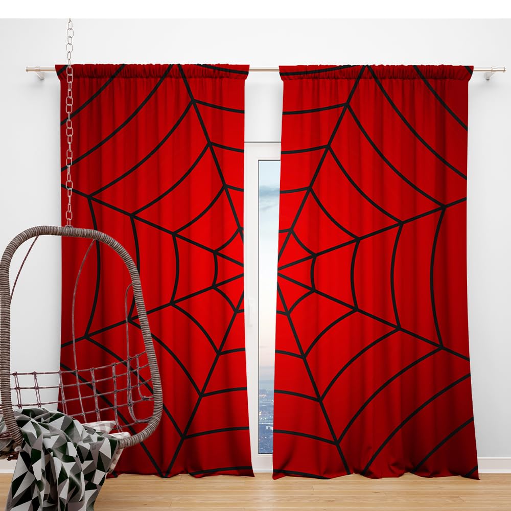 DOTOOMA Superhero Spider Web Window Curtains, 2 Panels – 3 Sizes - Flex Gamingproduct_type