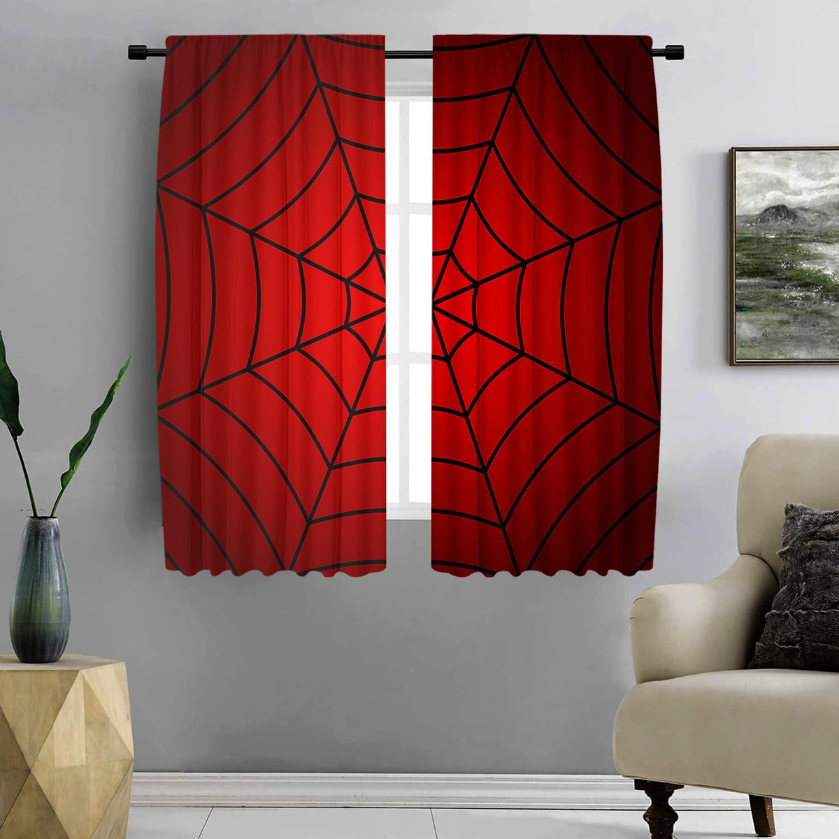 DOTOOMA Superhero Spider Web Window Curtains, 2 Panels – 3 Sizes - Flex Gamingproduct_type