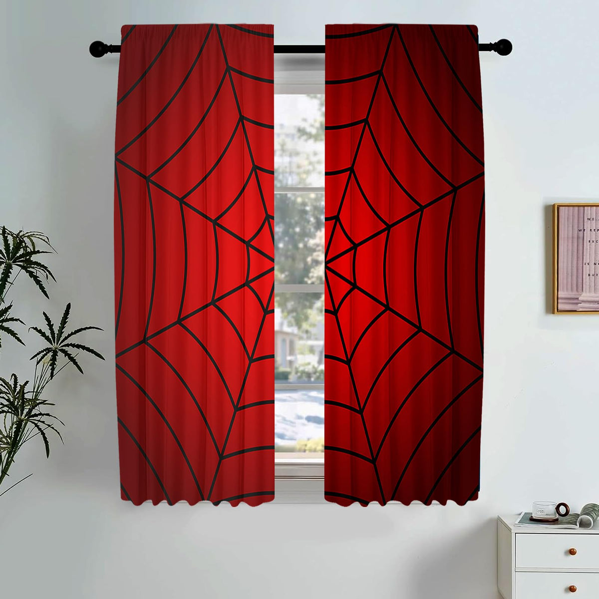 DOTOOMA Superhero Spider Web Window Curtains, 2 Panels – 3 Sizes - Flex Gamingproduct_type