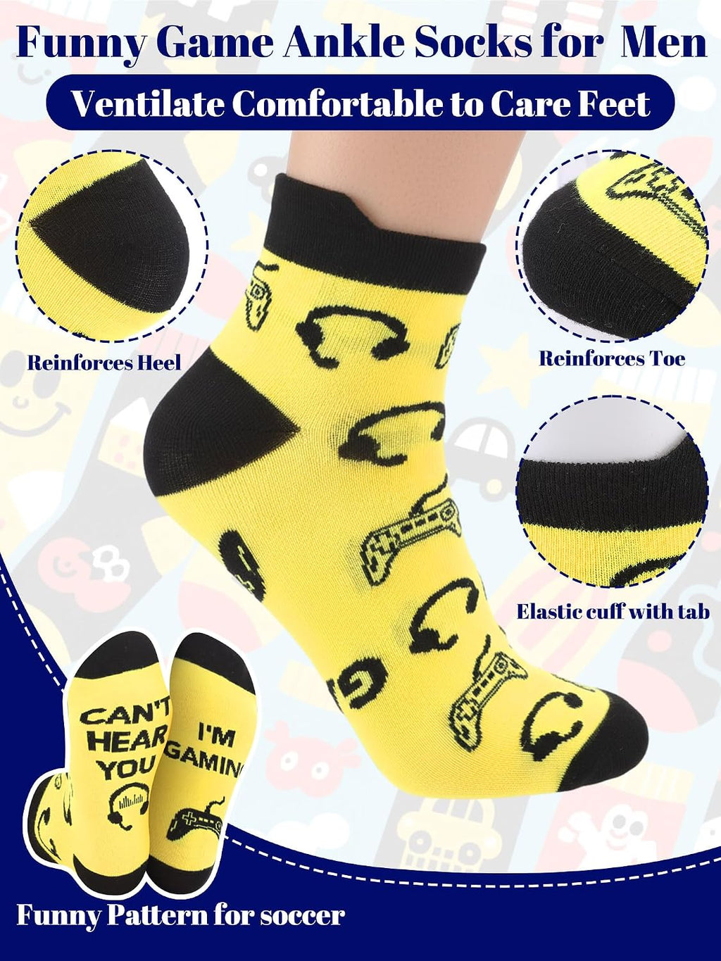 Eurzom Funny Gaming Socks for Gamers – 10 Pairs, Fits US 7–12 - Flex Gamingproduct_type