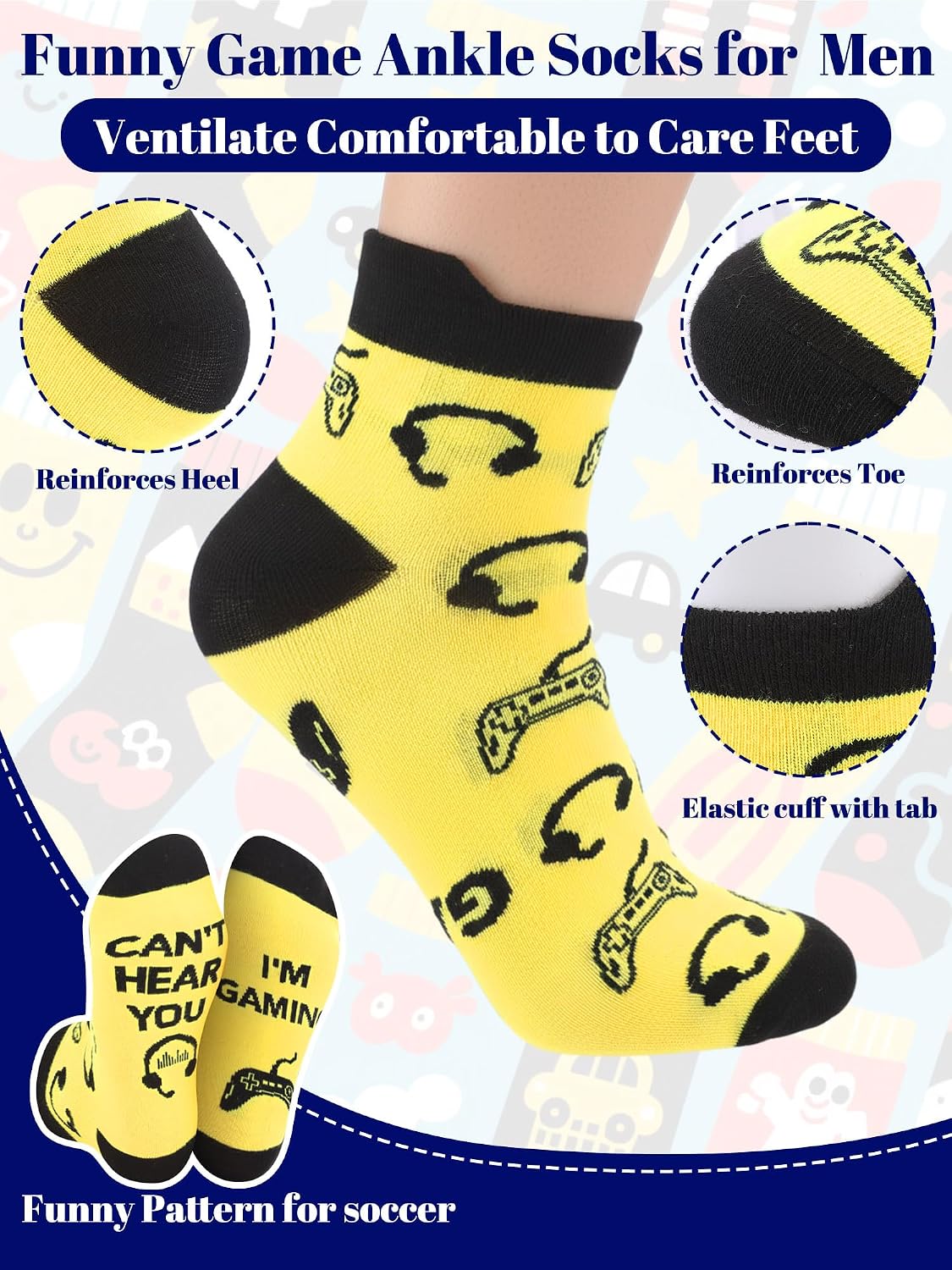 Eurzom Funny Gaming Socks for Gamers – 10 Pairs, Fits US 7–12 - Flex Gamingproduct_type