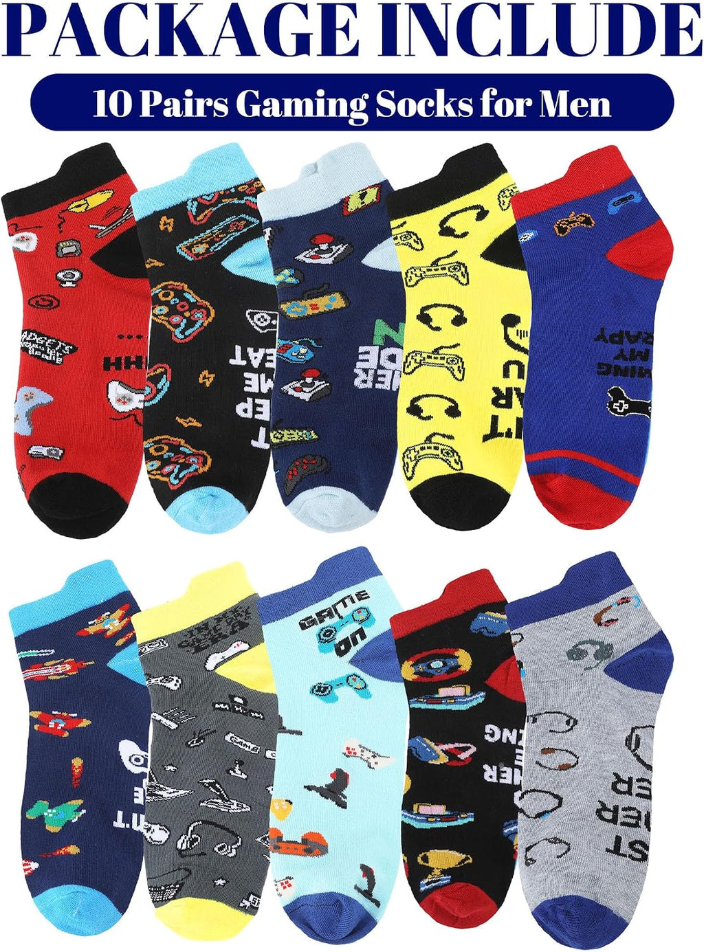 Eurzom Funny Gaming Socks for Gamers – 10 Pairs, Fits US 7–12 - Flex Gamingproduct_type