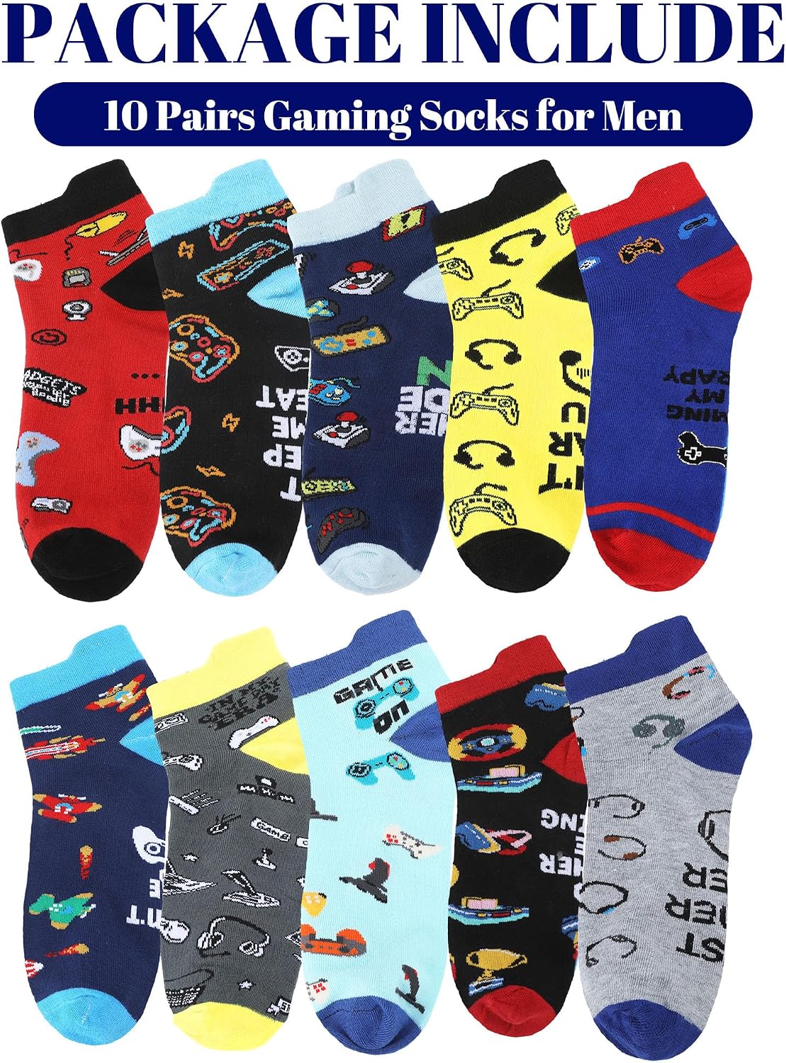 Eurzom Funny Gaming Socks for Gamers – 10 Pairs, Fits US 7–12 - Flex Gamingproduct_type
