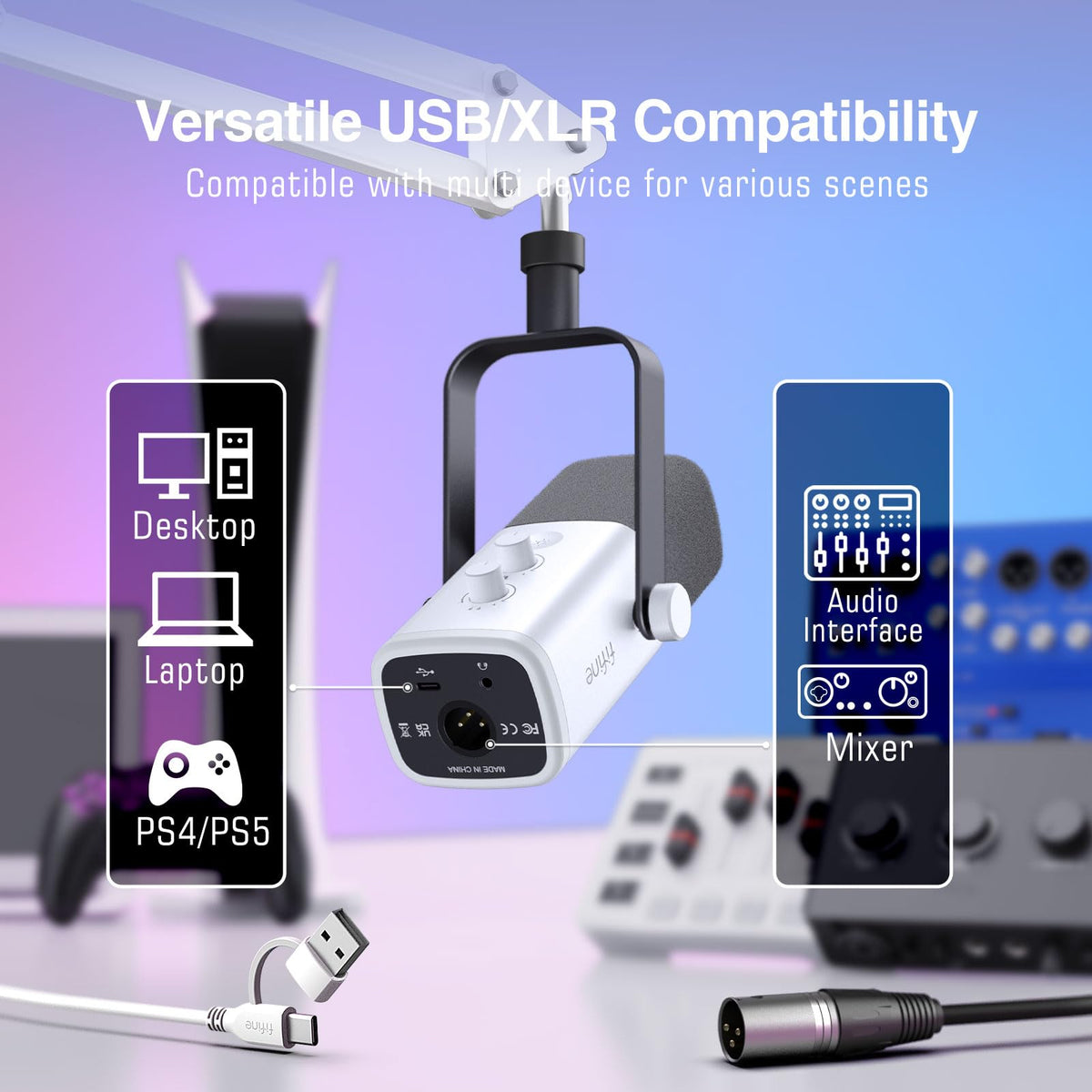 FIFINE AmpliGame AM8T XLR/USB Gaming Microphone Kit – 3 Colors - Flex Gamingproduct_type